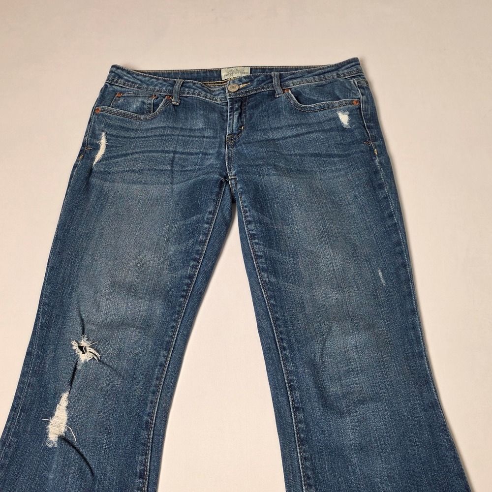 Aeropostale Chelsea Bootcut Jeans Womens 7/8 Blue Distressed Low Rise Denim